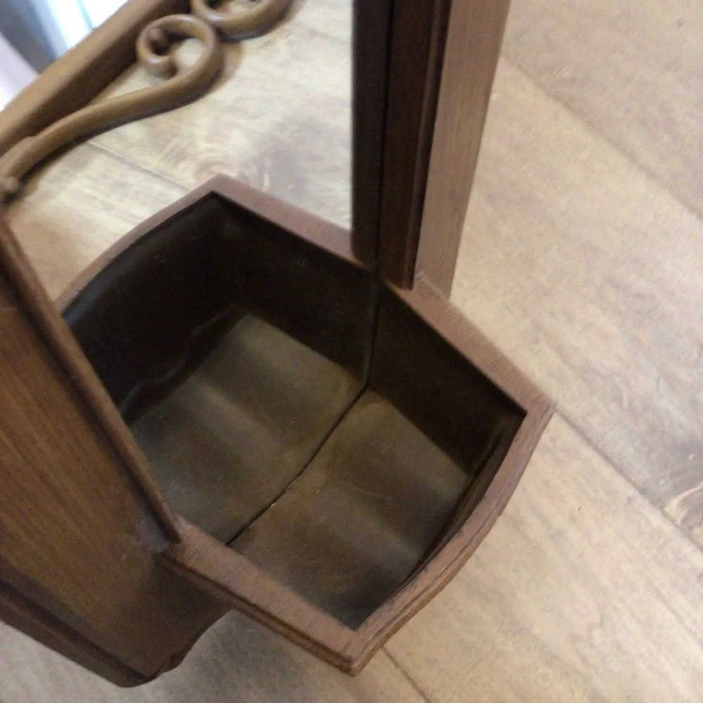 Vintage Homco Syroco Faux Wood Rattan Wall Mirrors Set Pocket Planter Shelf 1981